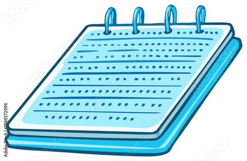 Blue notebook with spiral binding and lined paper for note taking and planning for work or school materials