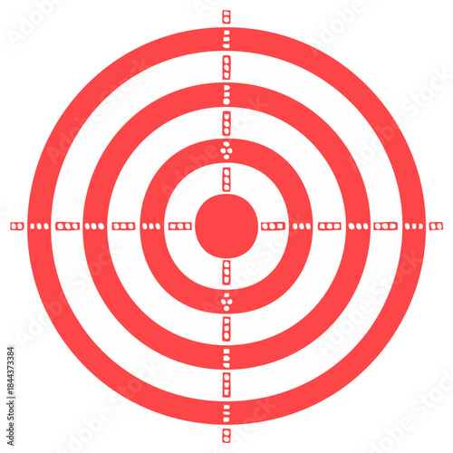 Red and white target with bulls-eye and crosshairs