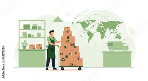 Sustainable worldwide delivery service focusing on responsible practices and global reach