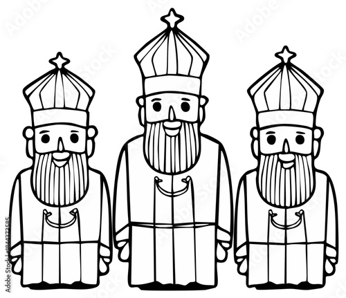 Three Wise Men Cartoon Illustration