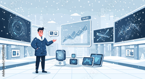 Man in Suit Standing in Control Room.