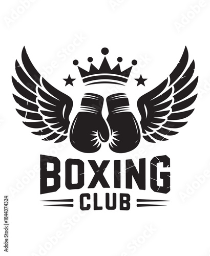 Boxing Club Winged Gloves Emblem T-Shirt Design