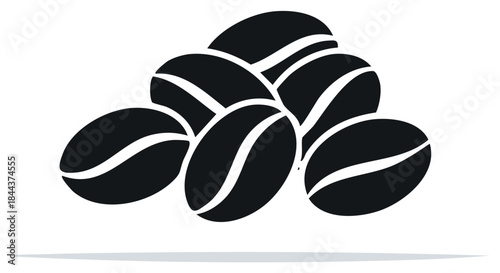 Pile of roasted coffee beans black and white vector icon illustration