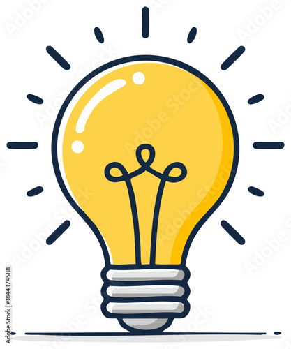 Bright lightbulb doodle symbolizing creativity ideas and solutions