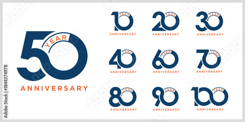 Collection of anniversary logo design. Celebration day special vector symbol icon concept