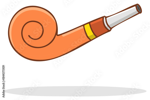 Orange Party Blower with Swirl and Yellow Stripe