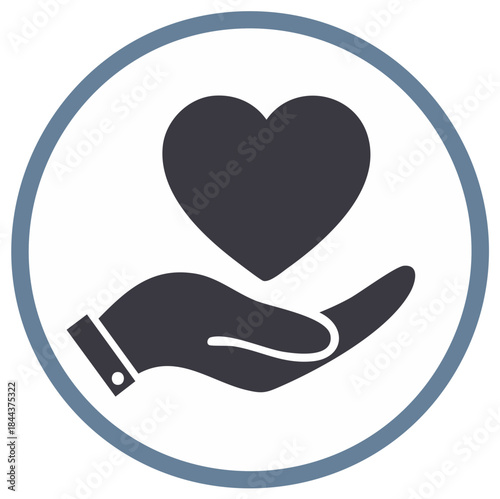 Hand Holding Heart Icon Symbolizing Care and Compassion