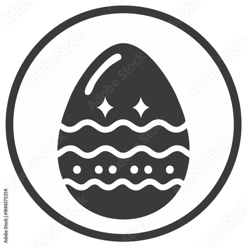 Decorated Easter egg glyph icon with festive patterns for holiday design