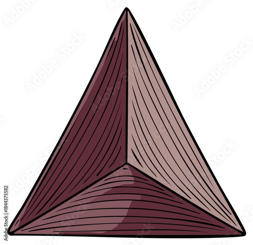 Abstract geometric brown triangular pyramid shape with distinct shading graphic illustration