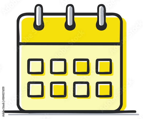 Bright yellow calendar icon for scheduling appointments important dates and time management