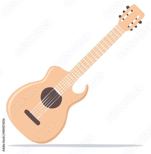 Acoustic Guitar Illustration Flat Design Musical Instrument Stringed Instrument