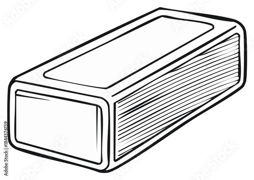 Thick closed book with blank cover and spine, black and white line art vector illustration