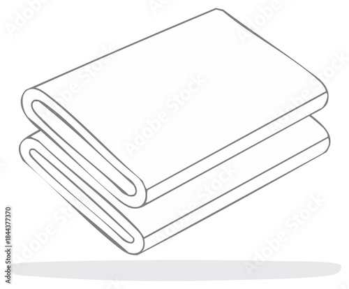 Simple line art illustration of two neatly folded and stacked towels or fabrics