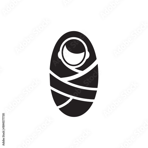  Swaddled baby simple black vector icon