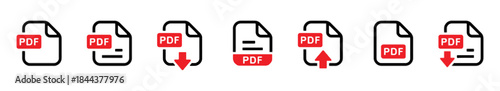 Collection of pdf file type download icon set vector illustration
