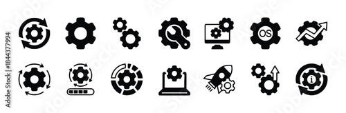 Collection of setting and configuration gears icons isolated on white background vector illustration