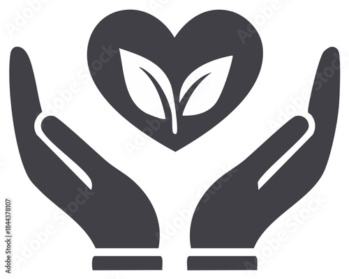 Hands holding a heart with leaves symbolizing care for nature and life