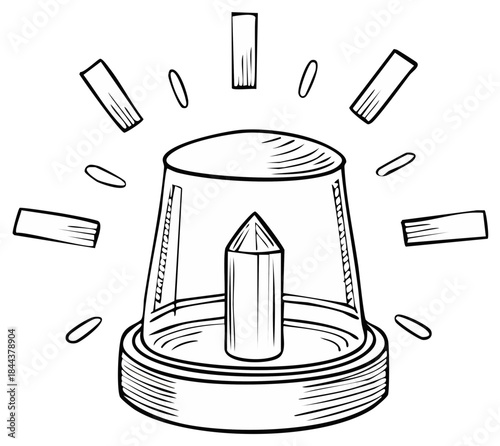 Cartoon sketch of a siren or warning light element.
