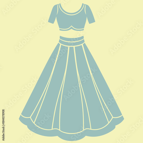 girls strappy dress flat sketch vector illustration a line summer beach dress, sundress technical cad drawing template