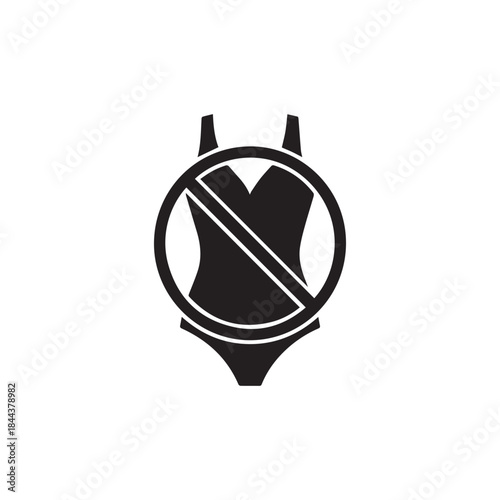  Vector Swimsuit not allowed, do not wear bathing or swim suits icon
