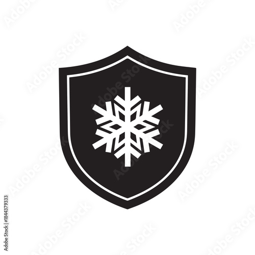  Vector  cold and freeze or antifrost shield and snowflake sticker icon