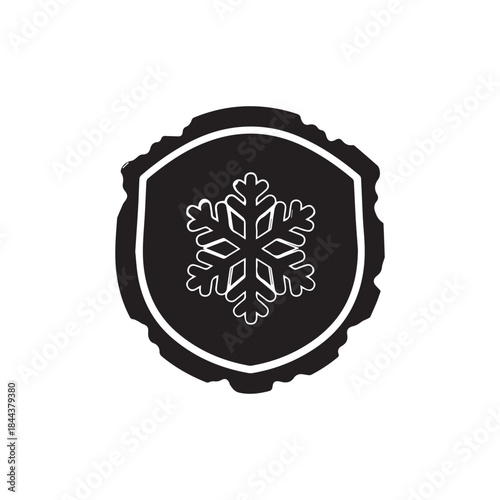  Vector  cold and freeze or antifrost shield and snowflake sticker icon