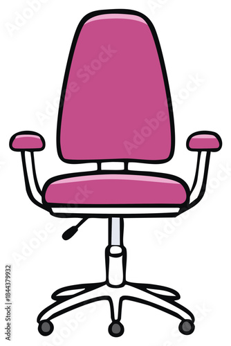 Cartoon Office Chair with Armrests and Wheels in Pink
