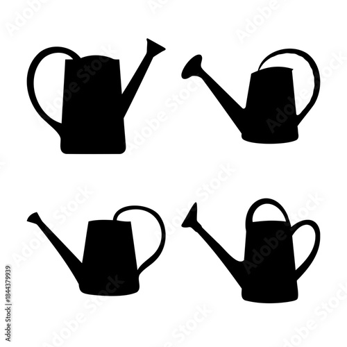 Set of four classic watering can silhouettes for gardening