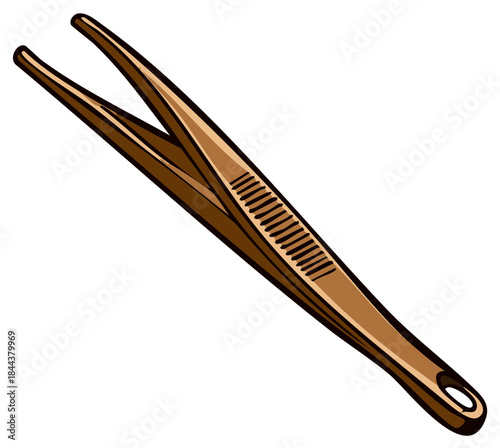 Precision Forceps Instrument Tool with Serrated Grip and Loop Handle