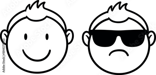 Cartoon Character Faces Sunglasses vector illustration silhouette cricut design