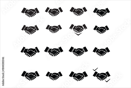 Vector Handshake  ,Business agreement , Shaking hands , Friendly handshake line and flat style icons set