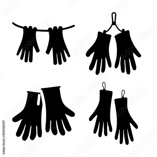 Essential protective black glove silhouettes for daily tasks