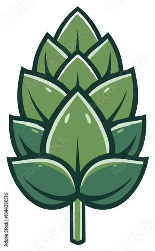 Stylized green hop cone vector illustration, a symbol for beer and craft brewing