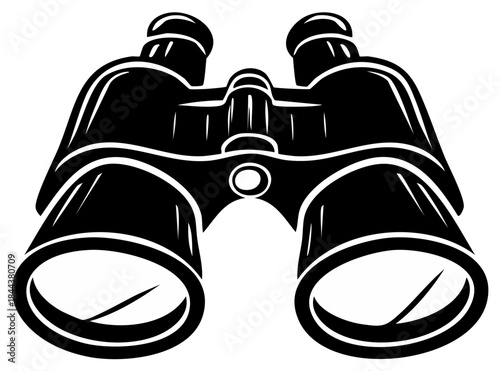 Graphic icon of binoculars for observation exploration surveillance and discovery