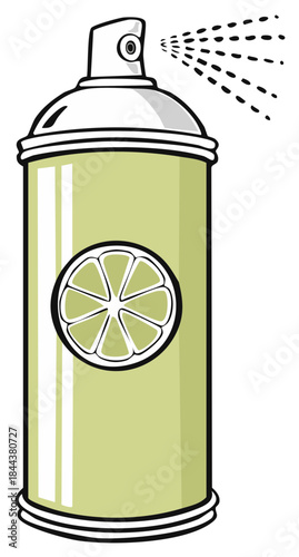 Citrus Scented Spray Can Graphic Illustration Lemon Lime Aroma Mist