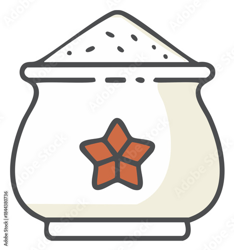 Simple icon of a sack of flour or sugar for baking and cooking