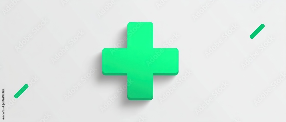 Obraz premium Green plus sign on white background