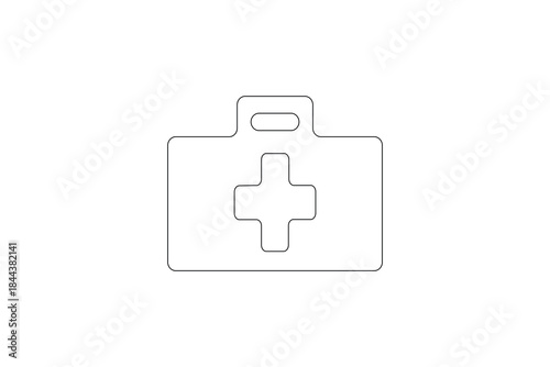 Medical emergency kit simple continuous one line drawing medical vector icon
