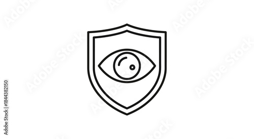 Shield with an eye icon for security and protection representing vigilance and privacy symbol
