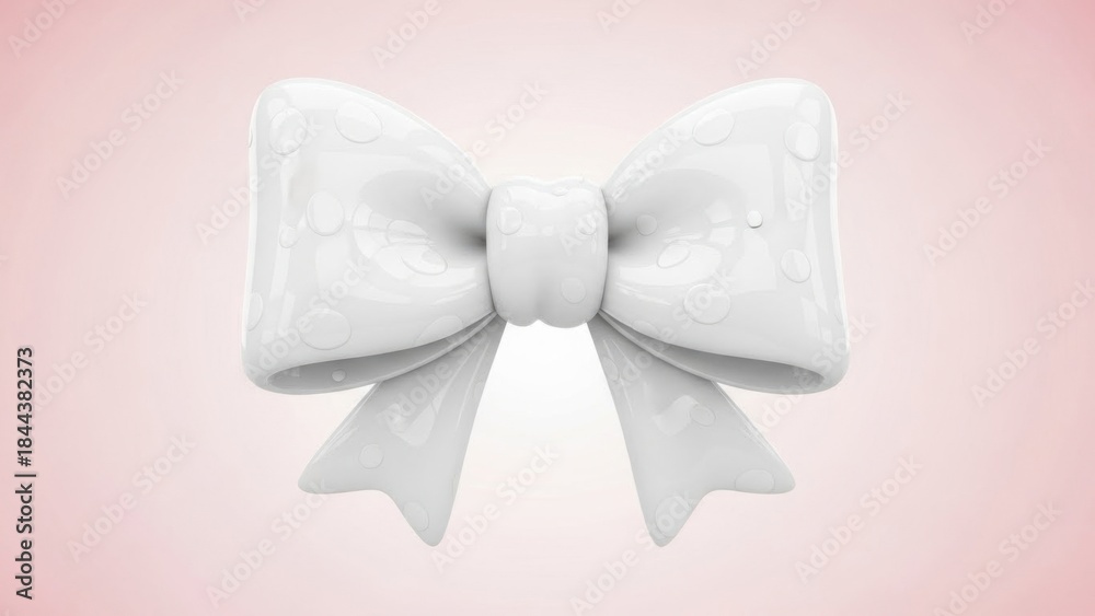 Naklejka premium Adorable Rounded Glossy Ribbon Bow With a Unique Bubble Effect Isolated on White