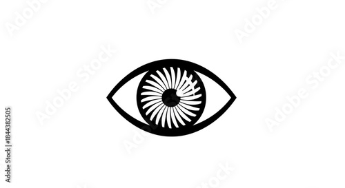 A mesmerizing eye icon in bold black and white creates a sense of mystery and intrigue