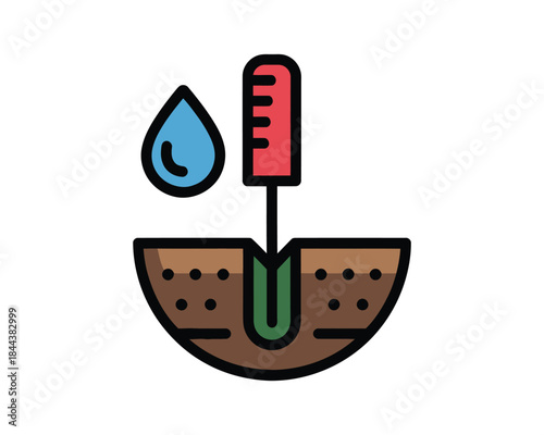 Soil Moisture Tester Icon with Water Drop for Planting Care