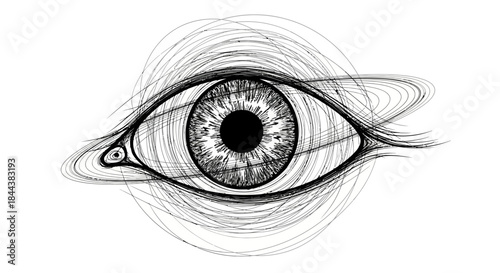 Intricate Eye Drawing with Abstract Line Work conveying perception and sight