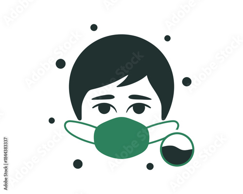 Person wearing face mask in flat vector style