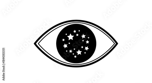 Cosmic Vision: A Minimalist Eye Design with a Galaxy of Stars for Futuristic Concepts