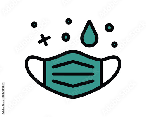 Surgical mask dripping with water drops vector
