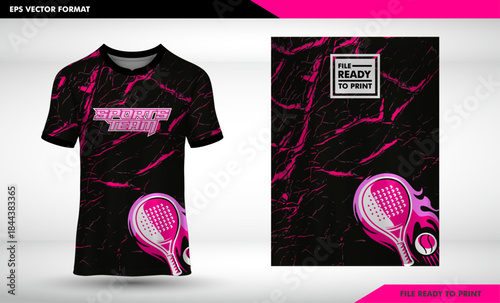 Vector illustration of a padel team design and a t-shirt print template for men's and woman fashion clothing advertisement art layout