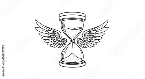Hourglass with wings depicting the passage of time and the fleeting nature of life