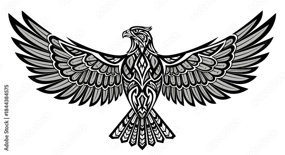 Fototapeta premium Majestic eagle illustration with intricate tribal design perfect for branding or tattoo concept