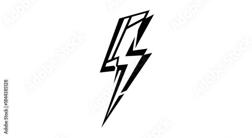 Stylized black and white lightning bolt design conveys energy and power with modern minimalist